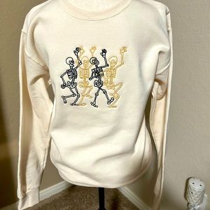 Dancing Skeletons Embroidered Crewneck